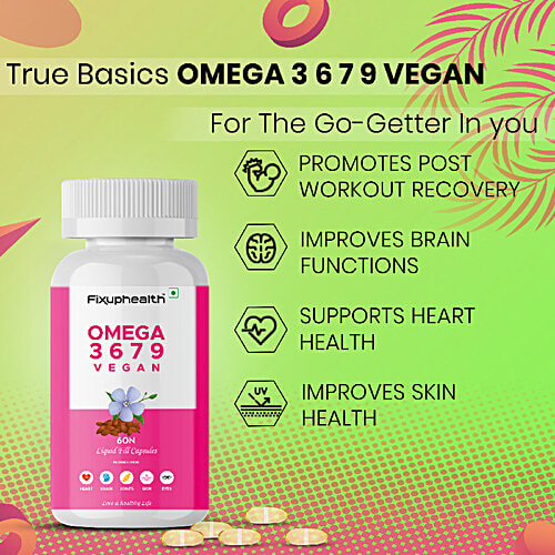 Fixuphealth Omega 3 6 7 9 Capsules - Boosts Overall Health, 60 pcs  