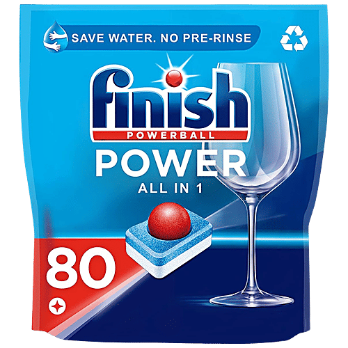 Finish Powerball Power All-In-1 Dishwasher Tablets - Regular, 80 pcs Brilliant Results
Cleans First Time
Everyday Clean & Shine
