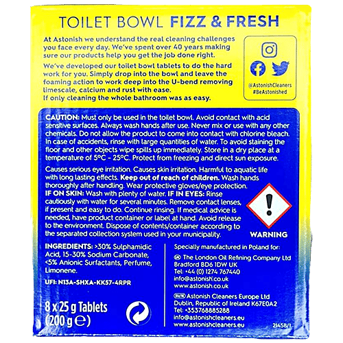 Buy Astonish Toilet Bowl Tablet Fizz & Fresh, Deep Cleaning Foam