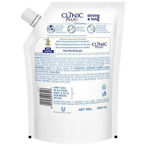Clinic Plus Strong & Long Shampoo Refill, 500 ml  