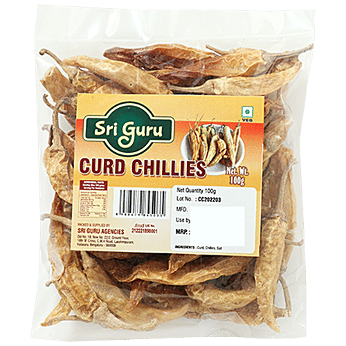 Sri Guru Curd Chillies - Flavourful & Spicy, 100 g  