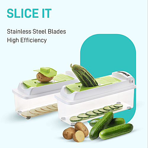 Home Puff 12-In-1 Multipurpose Vegetable & Fruit Chopper Cutter Grater Peeler Chipser - Slicer Dicer, Food Grade, Easy Push Button, 756 g  
