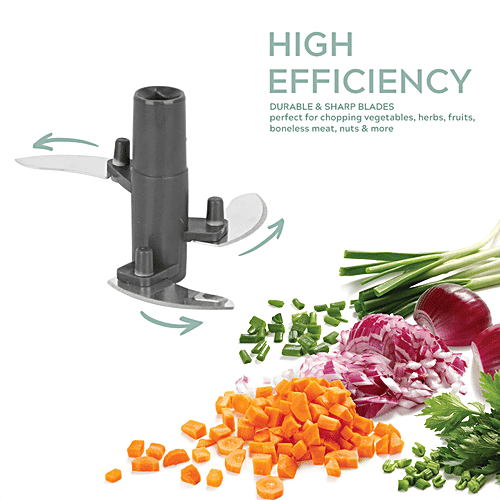 Home Puff Fruit & Vegetable Chopper - 3 Sharp Stainless-Steel Blades, Food-Grade, Anti-Slip Base, Easy To Use, 375 ml  