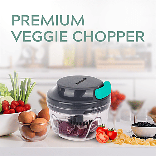Home Puff Fruit & Vegetable Chopper - 3 Sharp Stainless-Steel Blades, Food-Grade, Anti-Slip Base, Easy To Use, 375 ml  