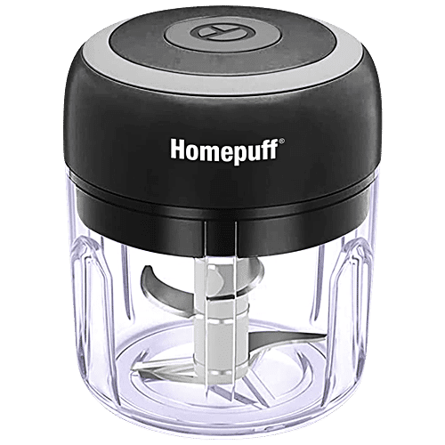 Home Puff Electric Vegetable Chopper With Japanese Technology - Wireless, One Touch, Chops In 10 Second, Rechargeable, Waterproof, Stainless Steel Blades, 30W, 250 ml  