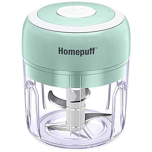 Home Puff Electric Chopper With Japanese Technology, Wireless Kitchen Vegetable Chopper - One Touch, Chops In 10 Second, Rechargeable, Waterproof, Stainless Steel Blades, 30 Watts, 250 ml  
