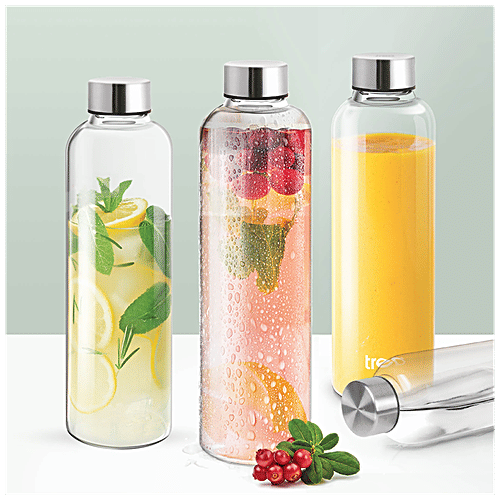Treo Clarion Borosilicate Glass Water Bottle - Leak Proof, BPA Free Lid, Transparent, 760 ml (1 pc) 