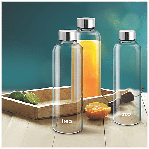 Treo Clarion Borosilicate Glass Water Bottle - Leak Proof, BPA Free Lid, Transparent, 760 ml (1 pc) 