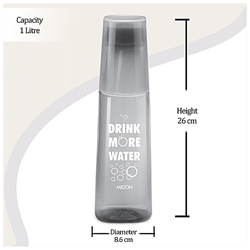 Milton Kip Sip Pet Water Bottle - BPA Free, Leak Proof, Grey, 1 L (1 pc) 