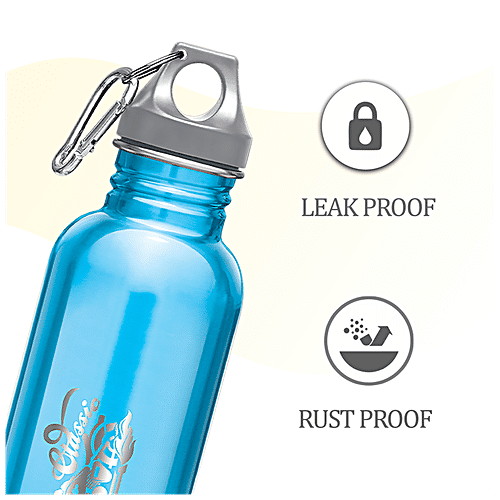 Milton Alive Stainless Steel Water Bottle - Leak Proof & Rustproof, Cyan, 750 ml (1 pc) 