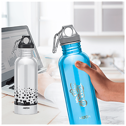 Milton Alive Stainless Steel Water Bottle - Leak Proof & Rustproof, Cyan, 750 ml (1 pc) 