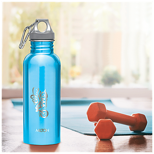 Milton Alive Stainless Steel Water Bottle - Leak Proof & Rustproof, Cyan, 750 ml (1 pc) 