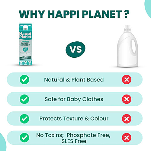 Happi Planet Eco-Friendly Laundry Detergent, 1 L  Eco-Friendly
 Plant-Based
 Non-Toxic