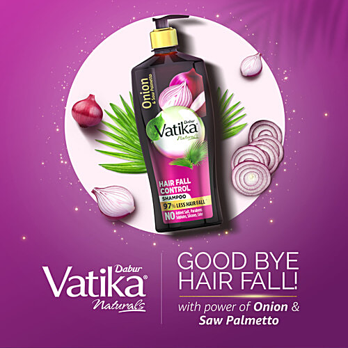 Dabur Vatika Hair Fall Control Shampoo - With Onion & Saw Palmetto, No Added Parabens, Sulphates, Silicones, 640 ml  