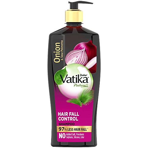 Dabur Vatika Hair Fall Control Shampoo - With Onion & Saw Palmetto, No Added Parabens, Sulphates, Silicones, 640 ml  