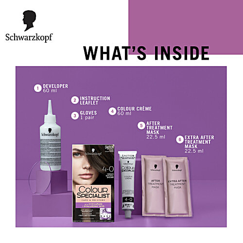 Schwarzkopf Colour Specialist Permanent Hair Colour - Care & Moisture, Perfect Grey Coverage, 165 ml 4-0 Medium Natural Brown