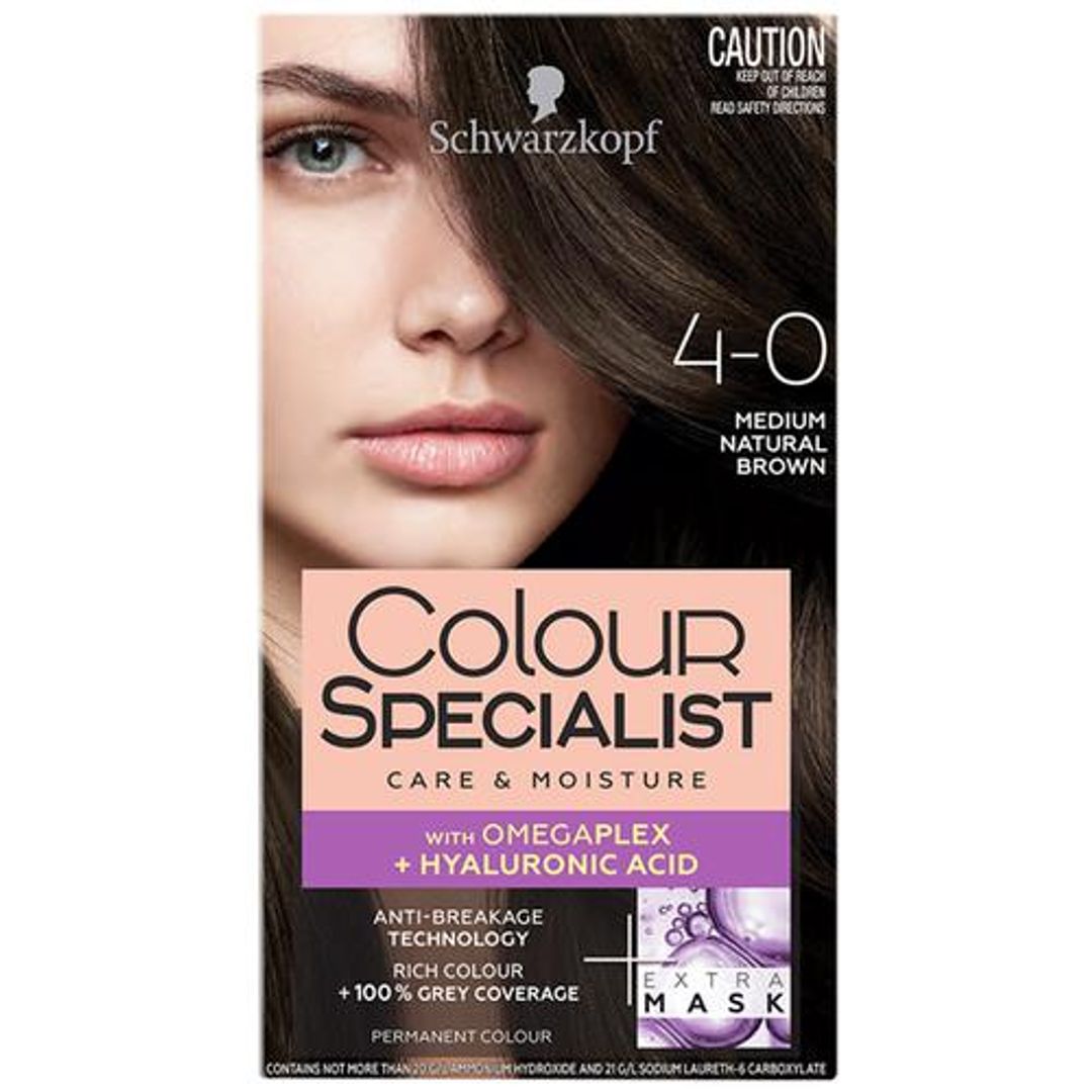 Schwarzkopf Colour Specialist Permanent Hair Colour - Care & Moisture, Perfect Grey Coverage, 165 ml 4-0 Medium Natural Brown