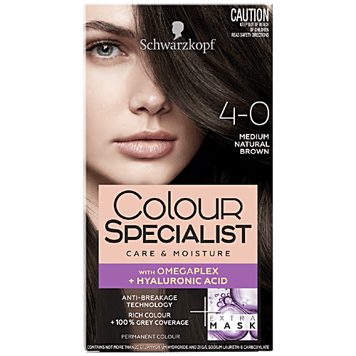 Schwarzkopf Colour Specialist Permanent Hair Colour - Care & Moisture, Perfect Grey Coverage, 165 ml 4-0 Medium Natural Brown