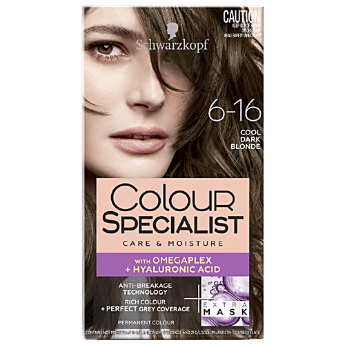 Schwarzkopf Colour Specialist Permanent Hair Colour - Care & Moisture, Perfect Grey Coverage, 165 ml 6-16 Cool Dark Blonde