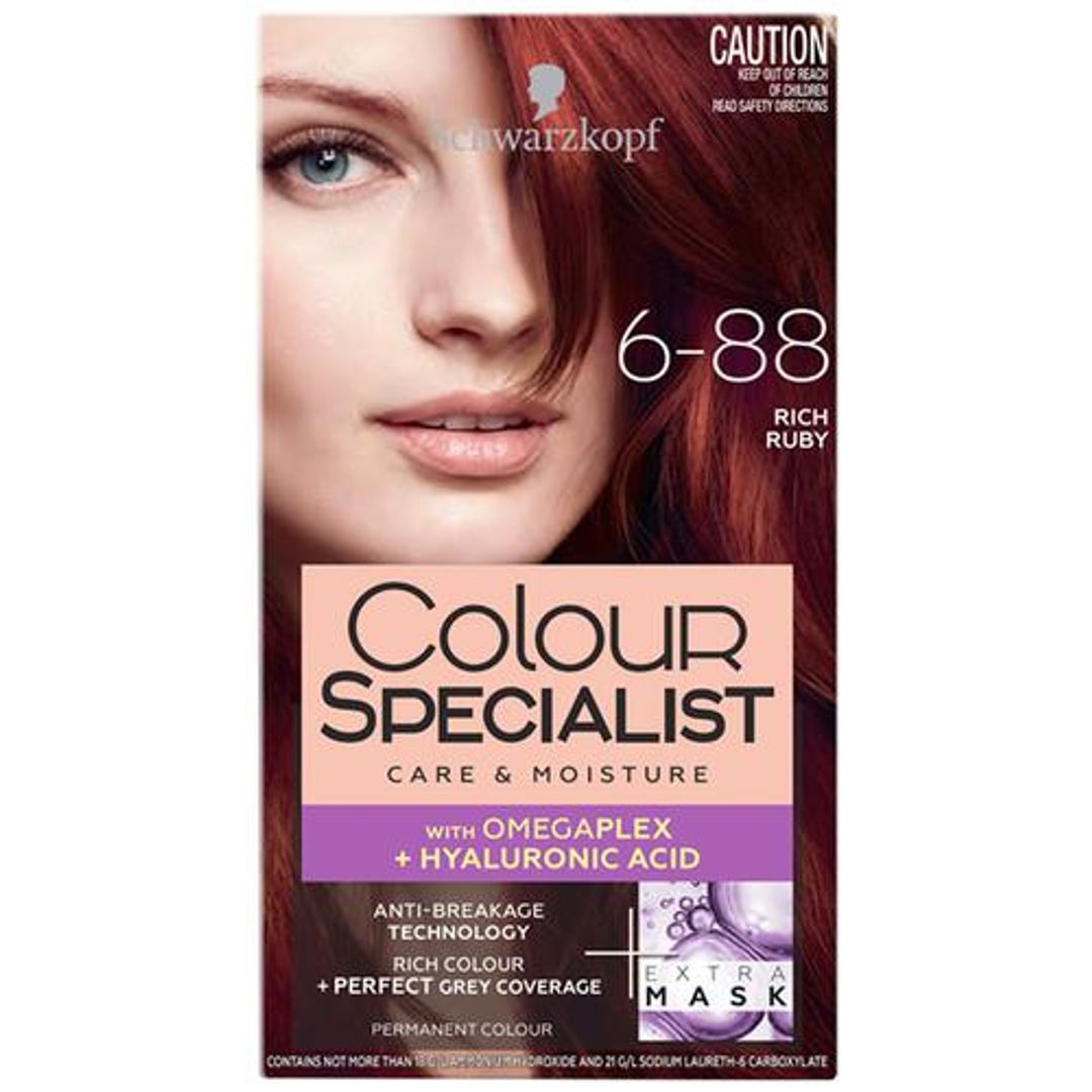 Schwarzkopf Colour Specialist Permanent Hair Colour - Care & Moisture, Perfect Grey Coverage, 165 ml 6-88 Rich Ruby