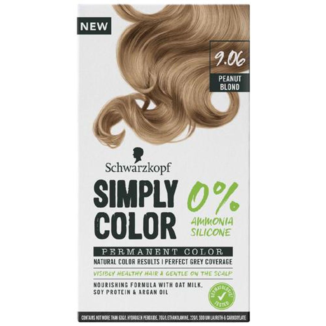 Schwarzkopf Simply Color Permanent Hair Colour - Perfect Grey Coverage, No Ammonia, 142.5 ml 9.06 Peanut Blond