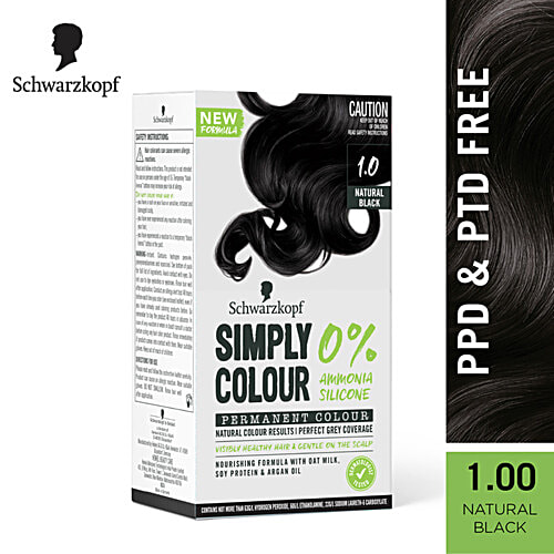 Buy Schwarzkopf Simply Color Permanent Hair Colour 1.00 Natural Black ...