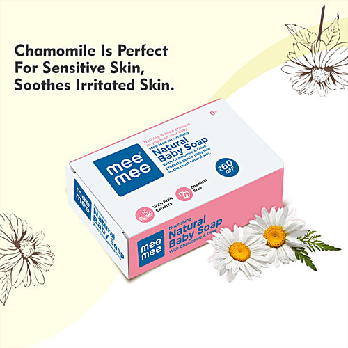 Mee Mee Natural Nourishing Baby Soap - With 100% Chamomile & Olive, Dermatologically Tested, 75 g Pack of 3 Soaps