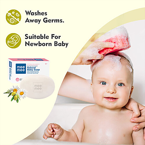 Mee Mee Natural Nourishing Baby Soap - With 100% Chamomile & Olive, Dermatologically Tested, 75 g Pack of 3 Soaps