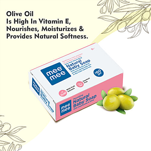 Mee Mee Natural Nourishing Baby Soap - With 100% Chamomile & Olive, Dermatologically Tested, 75 g Pack of 3 Soaps