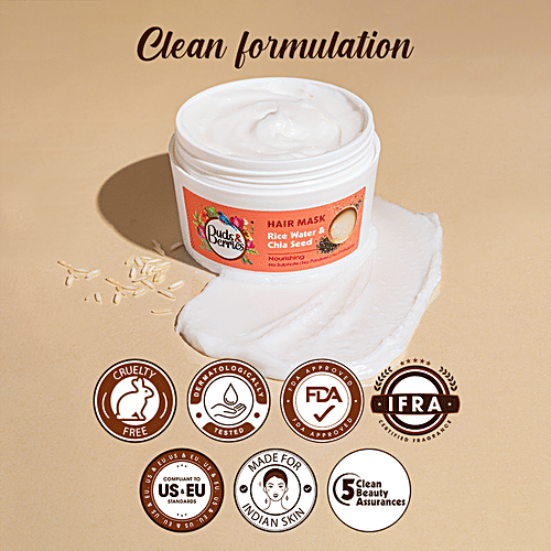 Buds & Berries Nourishment Hair Mask - Rice Water & Chia Seed, For Hair Growth, No Parabens, 200 ml  