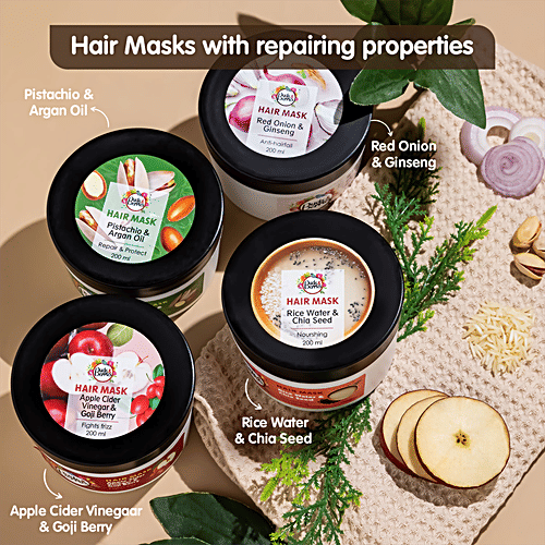 Buds & Berries Nourishment Hair Mask - Rice Water & Chia Seed, For Hair Growth, No Parabens, 200 ml  