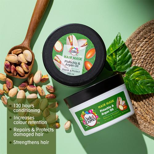 Buds & Berries Colour Protectant Hair Mask - Pistachio & Argan Oil, Repairs & Protects Hair, 200 ml  