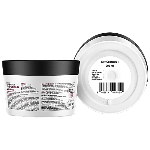 Buds & Berries Anti-Hair Fall Hair Mask - Onion & Ginseng, Promotes Hair Growth, No Parabens, 200 ml  