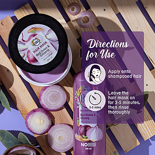 Buds & Berries Anti-Hair Fall Hair Mask - Onion & Ginseng, Promotes Hair Growth, No Parabens, 200 ml  