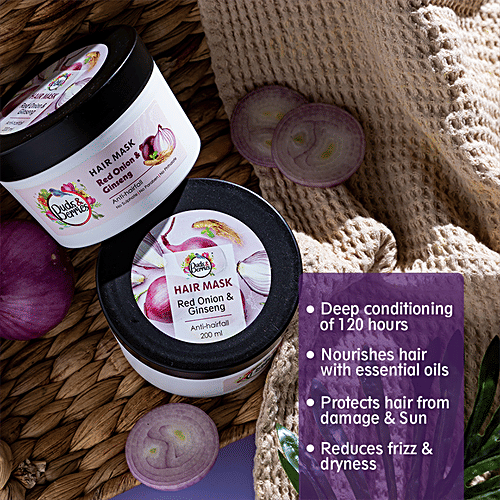 Buds & Berries Anti-Hair Fall Hair Mask - Onion & Ginseng, Promotes Hair Growth, No Parabens, 200 ml  