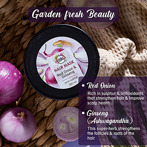 Buds & Berries Anti-Hair Fall Hair Mask - Onion & Ginseng, Promotes Hair Growth, No Parabens, 200 ml  