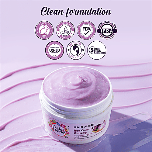 Buds & Berries Anti-Hair Fall Hair Mask - Onion & Ginseng, Promotes Hair Growth, No Parabens, 200 ml  