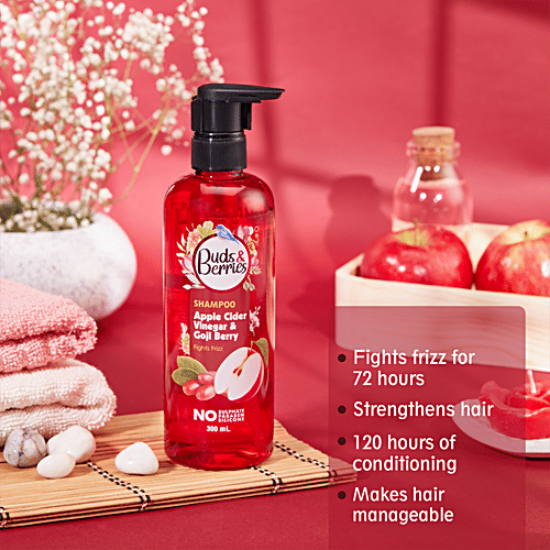 Buds & Berries Anti-Frizz Shampoo - Apple Cider Vinegar & Goji Berry, For Soft & Smooth Hair, 300 ml  
