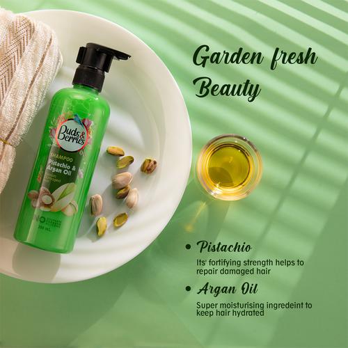 Buds & Berries Colour Protectant Shampoo - Pistachio & Argan Oil, Repairs Damaged Hair, 300 ml  