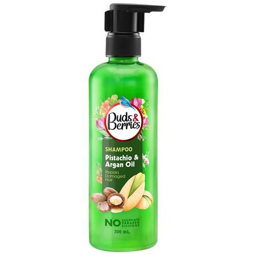 Buds & Berries Colour Protectant Shampoo - Pistachio & Argan Oil, Repairs Damaged Hair, 300 ml  