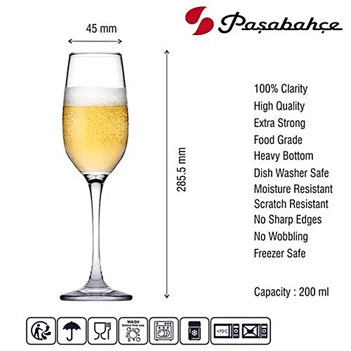 Pasabahce Champagne Flute Glasses, 200 ml (Set of 2) 