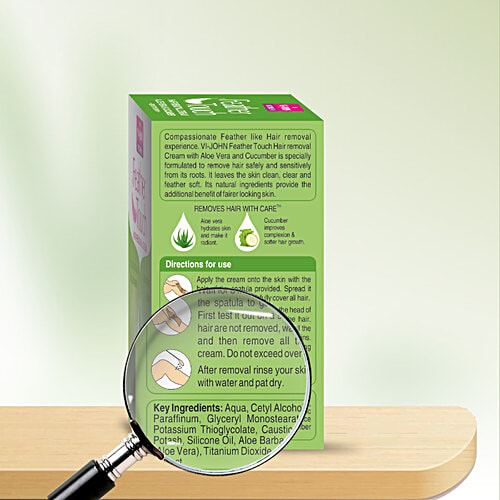 VI-JOHN  Feather Touch Hair Removal Cream - Cucumber & Aloe Vera, For Sensitive Skin, 40 g Jar 