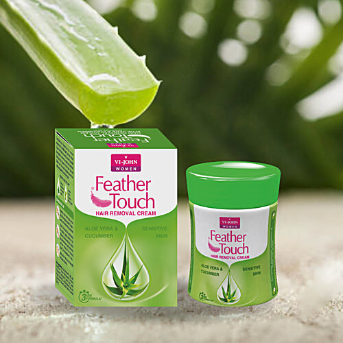 VI-JOHN  Feather Touch Hair Removal Cream - Cucumber & Aloe Vera, For Sensitive Skin, 40 g Jar 