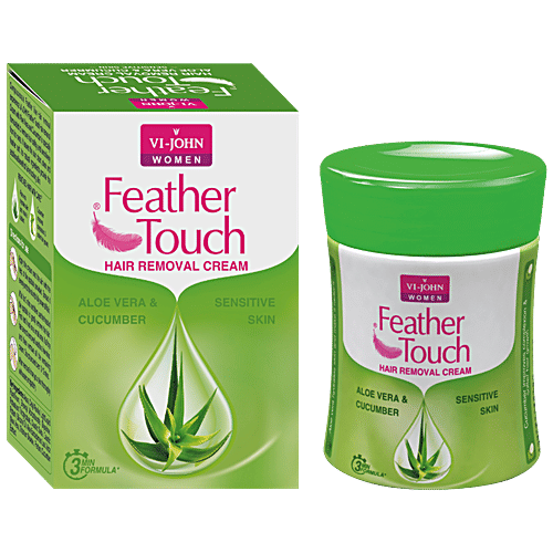 VI-JOHN  Feather Touch Hair Removal Cream - Cucumber & Aloe Vera, For Sensitive Skin, 40 g Jar 