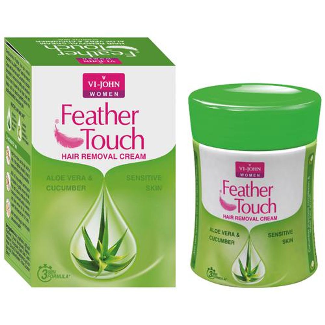 VI-JOHN  Feather Touch Hair Removal Cream - Cucumber & Aloe Vera, For Sensitive Skin, 40 g Jar