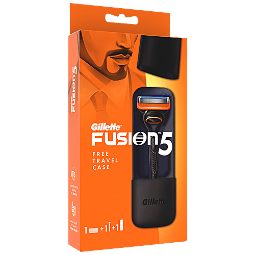 Gillette Fusion 5 Manual Razor - For Men, For Perfect Shave & Beard Shape, 1 pc (Get Free Travel Case) 