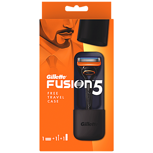 Gillette Fusion 5 Manual Razor - For Men, For Perfect Shave & Beard Shape, 1 pc (Get Free Travel Case) 