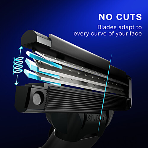 Gillette Mach3 Charcoal Shaving Razor Blades for Men with Lubrastrip Pack of 4 Cartridegs, 4 pcs