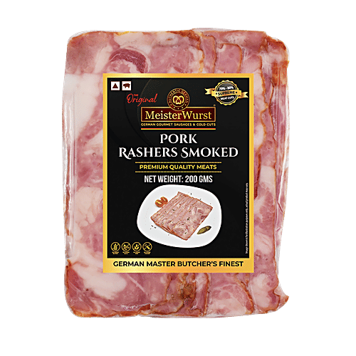 MeisterWurst Pork Rashers Smoked - No Fillers, No Added Gluten & No Artificial Colours, 200 g  