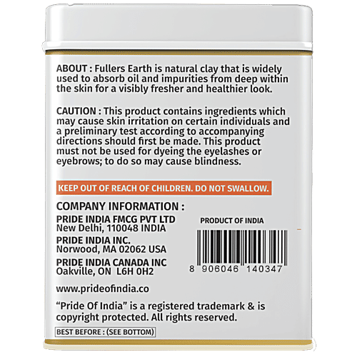 Pride Of India Face Glow - Fuller's Earth (Multani Mitti) Indian Healing Face Mask Powder with Sandalwood, 100% Natural, 120 g (12 Sachet of 10g each) 